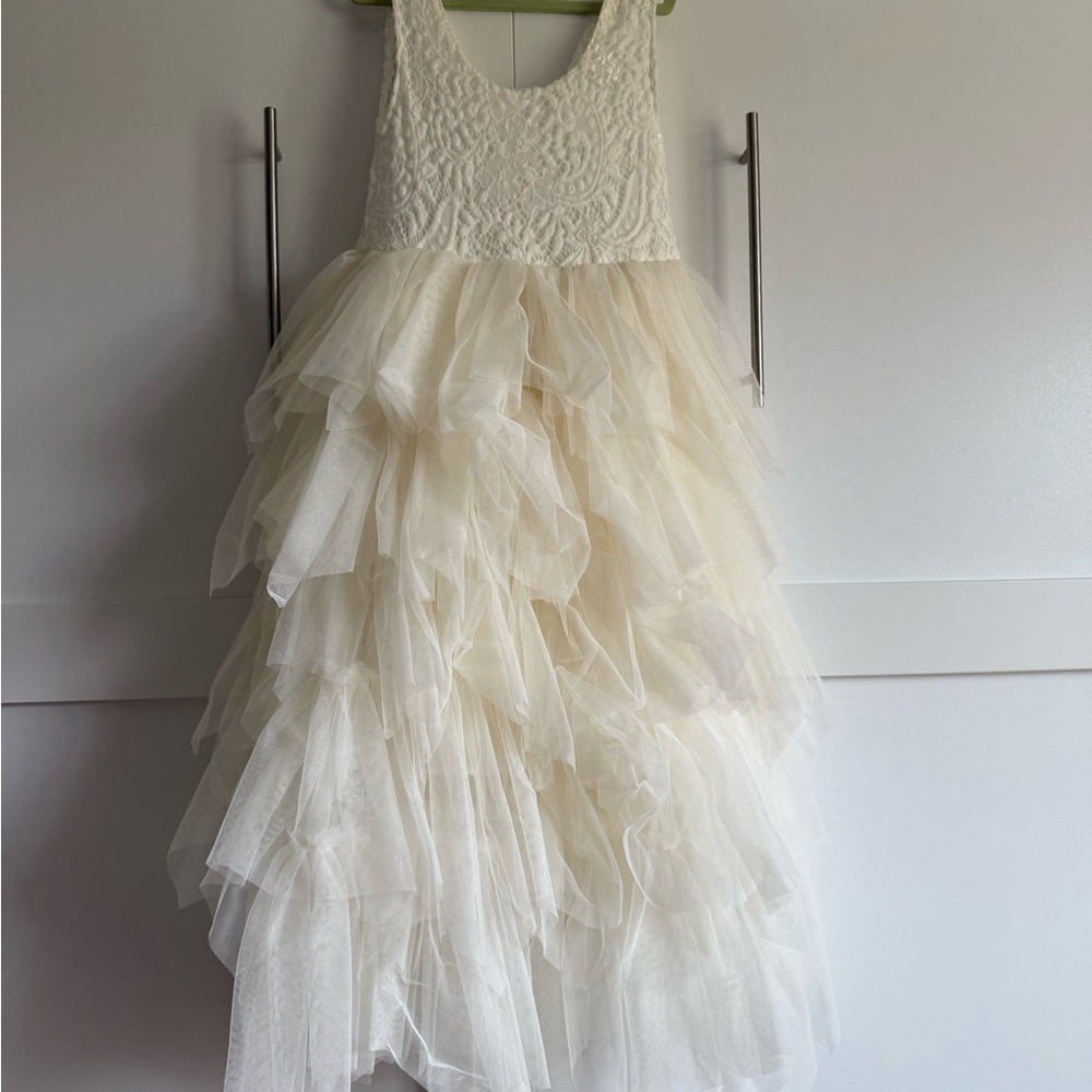 Elegant Cream Ruffled Dress